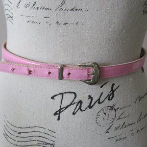 Vintage 1980s Pink Patent Leather Cowboy Belt